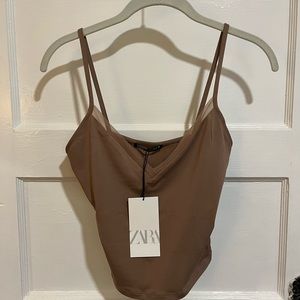 NWT Mauve Zara Tank with sheer neckline detail